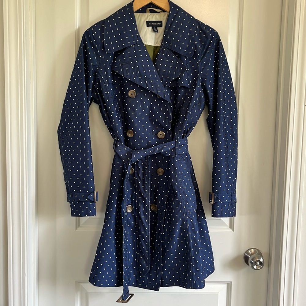Lands’ End polka dot weather coat size small